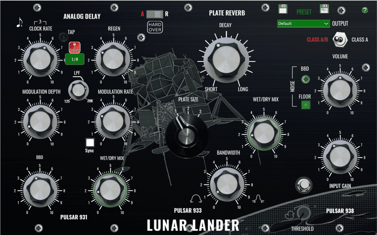 BBD delay, plate reverb, saturation plugin